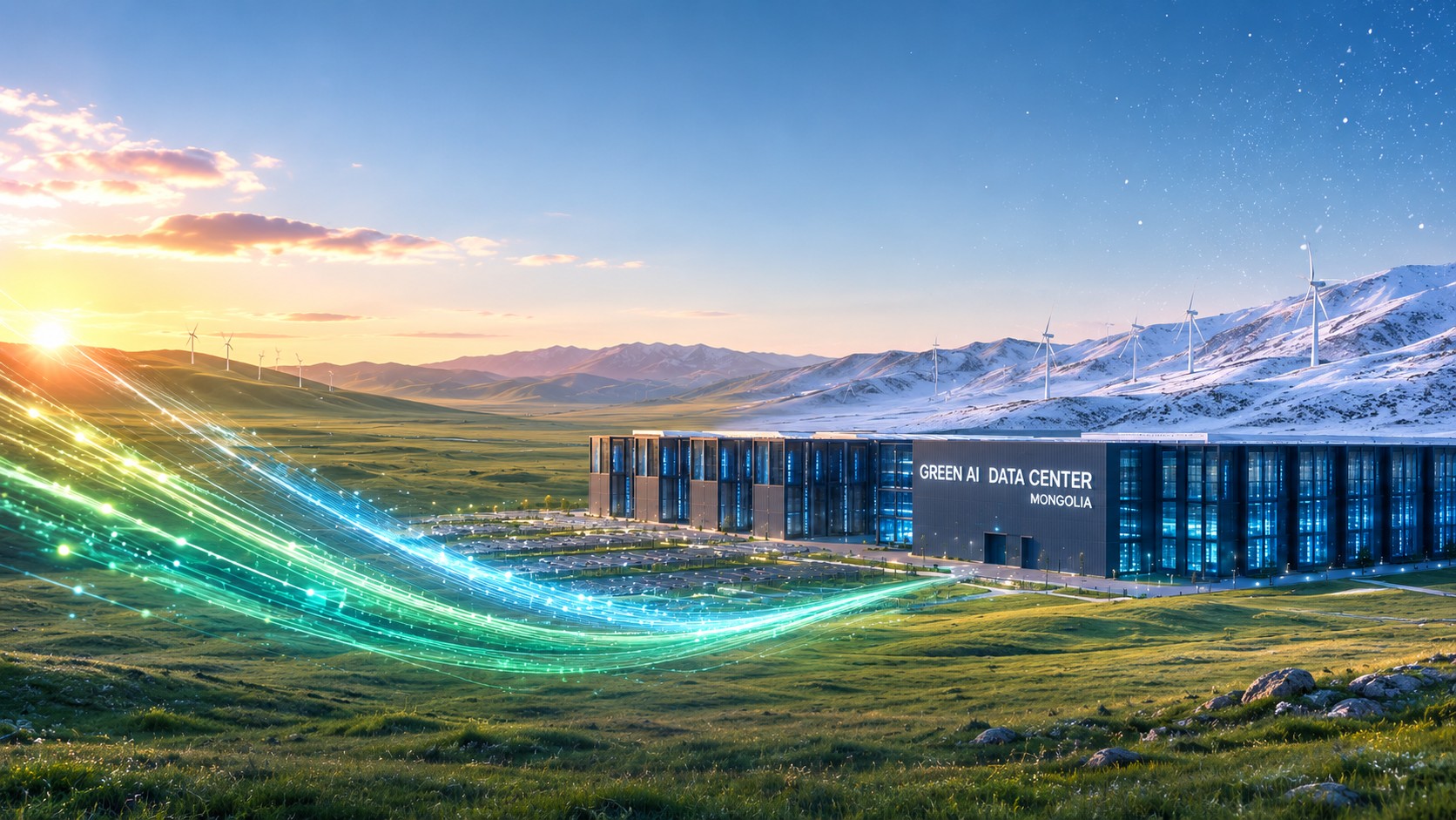 Green AI data center landscape in Mongolia